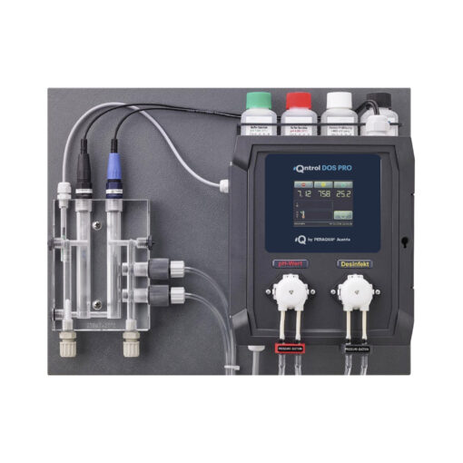 iQntrol Dosieranlage DOS-PRO Mess, Regel - & Dosiertechnik ph/Redox für Privatschwimmbäder für Desinfektion, pH-Wert und Temperatur, 3,2“ Touch-Grafikdisplay, Montageplatte