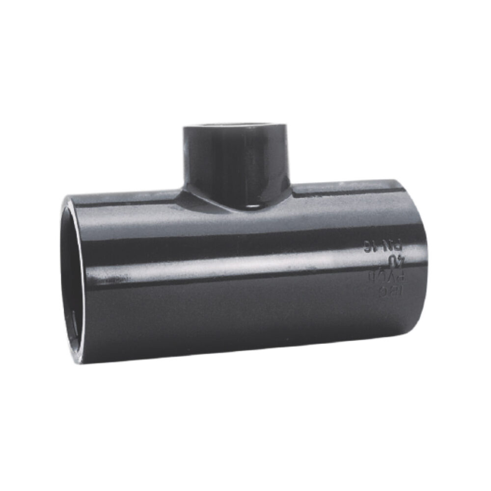 IBG® T-Stück 90° Klebemuffe / reduziert, PN16, grau d63-50